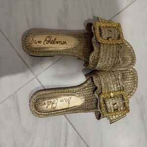 Sam Edelman Bambi Raffia Buckle Slide Sandals